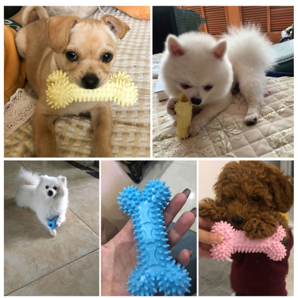 Puppy Teething Toys Dog Chew Toys Pet Bite Resistant TRP Bones Teeth Cleaning Chewing Toy