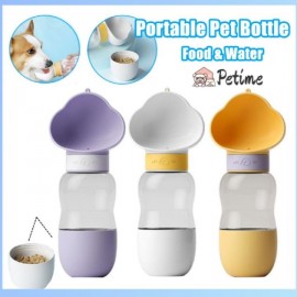 Petime Pet Water Bottle with Food Cup Dog Outdoor Portable Drinking Bottle for Dog Cat Outdoor Play